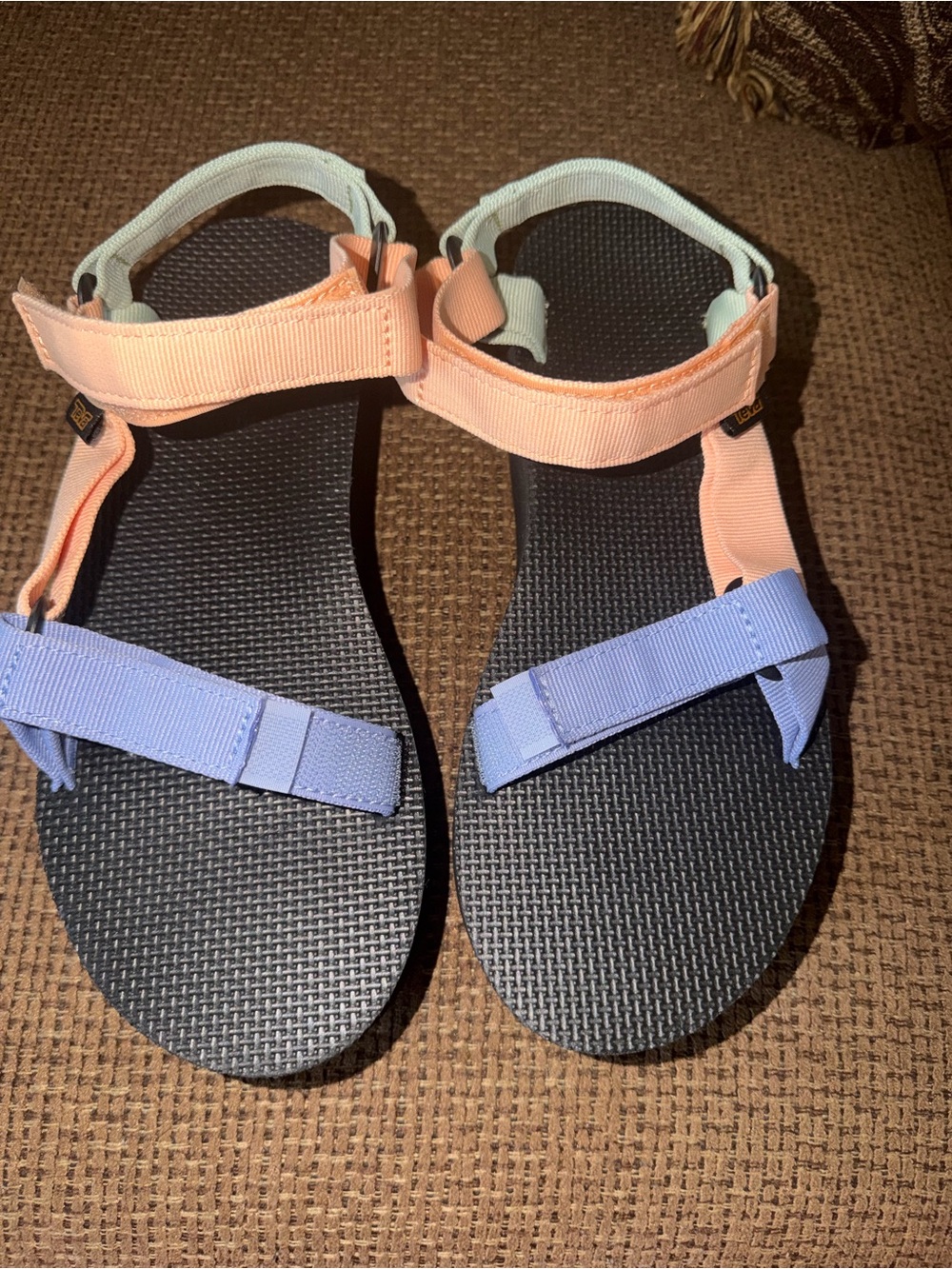 Teva Peach and Lavender Colorblock Strappy Sandals